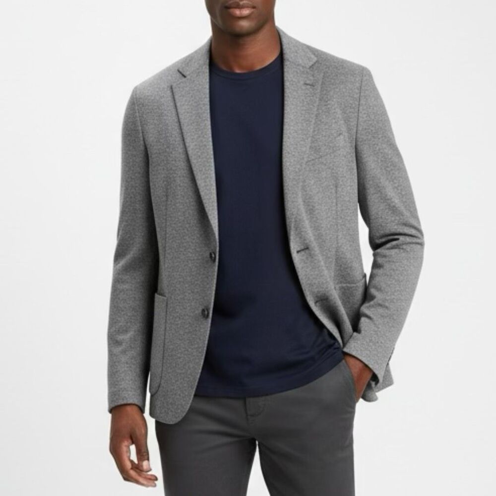 Nwt Lab By Pal Zileri Patch-Pocket Knitted Gray Blazer Us Size 42/Large (Italian